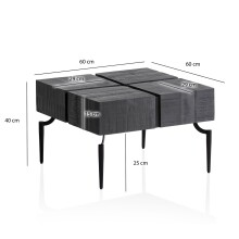 Couchtisch >WL6.980< in Mango schwarz, Massivholt / Metall - 60x40x60cm (BxHxT)