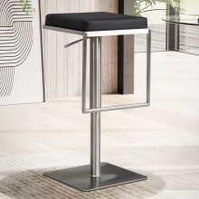 Barhocker >WL6.981< in Schwarz & Edelstahl -...