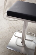 Barhocker >WL6.982< in Schwarz & Edelstahl - 37x82x37cm (BxHxT)