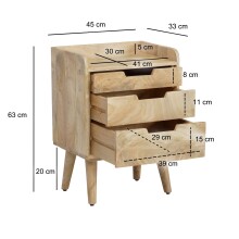 Nachtkommode >WL6.984< in Mango, Massivholz - 45x63x33cm (BxHxT)