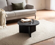 Couchtisch >WL6.985< in Mango Schwarz, Massivholz - 33x60cm (HxD)