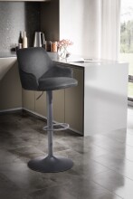 Barhocker >WL7.007< in Schwarz, Samt - 45x106x45cm (BxHxT)