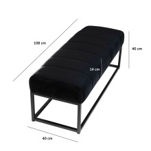 Sitzbank >WL7.010< in Schwarz, Samt - 108x40x40cm (BxHxT)