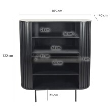 Bücherregal >WL7.013< in Mango Schwarz, Massivholz - 105x122x40cm (BxHxT)