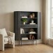 Bücherregal >WL7.013< in Mango Schwarz, Massivholz - 105x122x40cm (BxHxT)