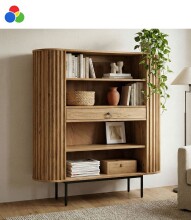 Bücherregal >WL7.014< in Akazie, Massivholz -...