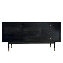 Sideboard >WL7.021< in Akazie Schwarz, Massivholz -...