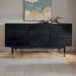 Sideboard >WL7.021< in Akazie Schwarz, Massivholz - 160x81x42cm (BxHxT)