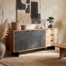 Sideboard >WL7.026< in Akazie / Steinoptik -...
