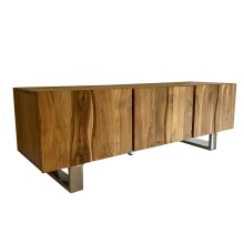 Lowboard >WL7.028< in Akazie, Massivholz & Edelstahl - 160x56x46cm (BxHxT)