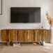 Lowboard >WL7.028< in Akazie, Massivholz & Edelstahl - 160x56x46cm (BxHxT)