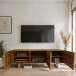 Lowboard >WL7.028< in Akazie, Massivholz & Edelstahl - 160x56x46cm (BxHxT)