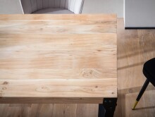 Esstisch >WL7.046< in Akazie / schwarz, Massivholz & Metall - 120x76x60 (BxHxT)