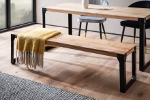Sitzbank >WL7.050< in Akazie / Schwarz, Massivholz & Metall - 120x45x40 (BxHxT)