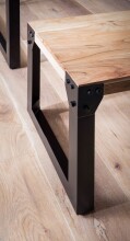 Sitzbank >WL7.050< in Akazie / Schwarz, Massivholz & Metall - 120x45x40 (BxHxT)