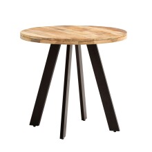Esstisch >WL7.055< in Mango / schwarz, Massivholz & Metall - 75x80cm (HxD)
