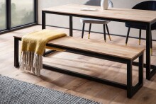 Sitzbank >WL7.064< in Akazie / schwarz, Massivholz / Metall - 120x45x40 (BxHxT)