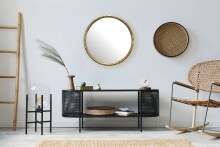 Spiegel >WL7.103< in Gold, Metall / Spiegel - 60x4x60cm (HxTxD)