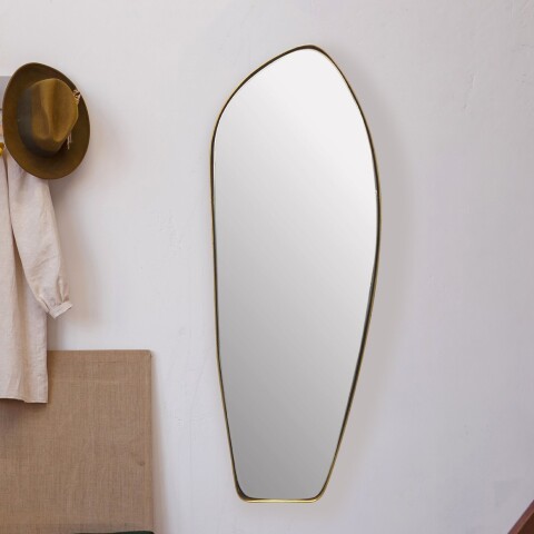 Spiegel >WL7.110< in Gold, Spiegel / Metall - 33x90x3cm (BxHxT)