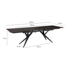 Kulissen-Esstisch >WL7.146< in Keramik Schwarz - 180/260x76x95 (BxHxT)