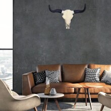 Hängedekoration >Büffel< in Weiß / schwarz, Aluminium - 56x40x14cm (BxHxT)
