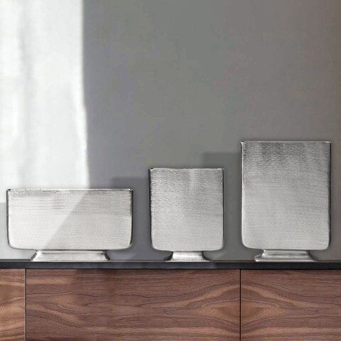 Dekovase >WL7.166< (3-teilig) in Silber, Aluminium - 26x33x4cm (BxHxT)