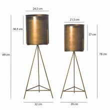 Blumentopf >WL7.171< (2-teilig) in Gold, Metall - 89x32cm (HxD)