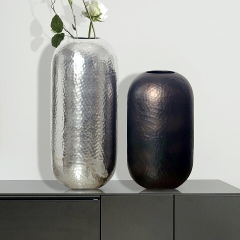 Dekovase >WL7.172< (2-teilig) in Silber / Schwarz-Bronze - 46x20 (HxD)