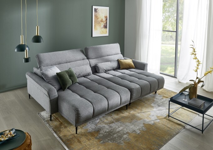 Big-Sofa >Wolve< 2x elektr. Verstellung, Aragon 93 dunkelgrau - 280x108x118cm (BxHxT)