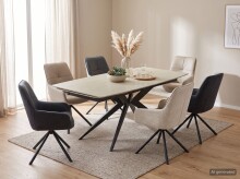Esszimmerstuhl >FARO I S< (2er-Set) drehbar, Leder Schwarz - 62x90x67 (BxHxT)