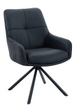 Esszimmerstuhl >FARO I S< (2er-Set) drehbar, Leder Schwarz - 62x90x67 (BxHxT)