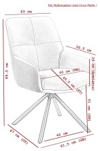 Esszimmerstuhl >FARO I S< (2er-Set) drehbar, Leder Schwarz - 62x90x67 (BxHxT)