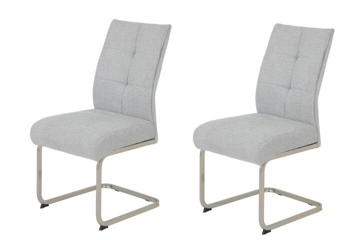 Freischwinger >INES S< (2er-Set) in Grau, Webstoff - 50x99x66cm (BxHxT)