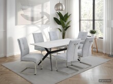 Freischwinger >INES S< (4er-Set) in Grau, Webstoff - 50x99x66cm (BxHxT)