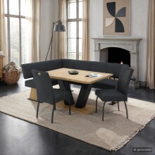 4-Fußstuhl >LINZ S< (2er-Set) in Anthrazit, Webstoff - 49x97x64cm (BxHxT)