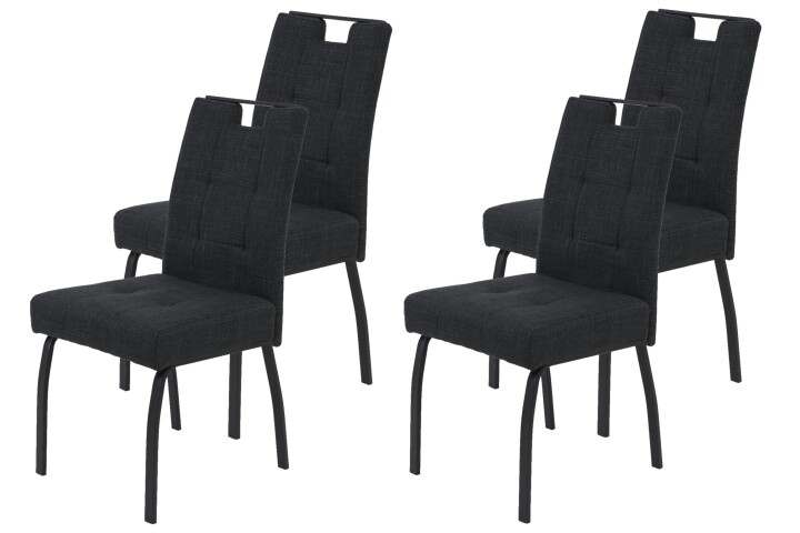 4-Fußstuhl >LINZ S< (4er-Set) in Anthrazit, Webstoff - 49x97x64cm (BxHxT)