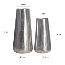 Dekovase >WL7.183< (2-teilig) in Silber, Aluminium - 45x21cm (HxD)