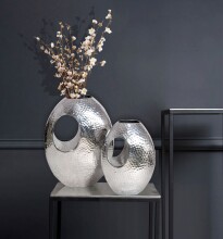 Dekovase >WL7.189< (2-teilig) in Silber, Aluminium - 29x39x17cm (BxHxT)