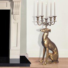 Dekofigur >Candle-Dog< in Gold, Aluminium -...