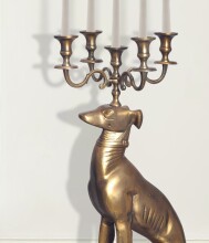 Dekofigur >Candle-Dog< in Gold, Aluminium - 26x69x40cm (BxHxT)