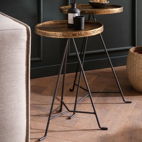 Satztisch >WL7.212< (2-teilig) in Gold, Aluminium & Metall - 63x38cm (HxD)