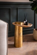Beistelltisch >WL7.215< in Mango / Gold - 50x52x30 (BxHxT)