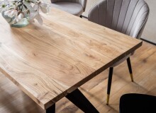 Esstisch >WL7.224< in Akazie, Massivholz & Metall - 160x80x76cm (LxBxH)