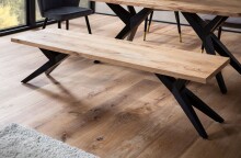 Sitzbank >WL7.227< in Akazie, Massivholz & Metall - 120x45x45cm (LxBxH)