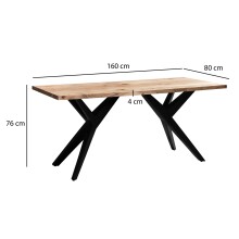Schreibtisch >WL7.234< in Akazie, Massivholz & Metall - 160x80x76cm (LxBxH)