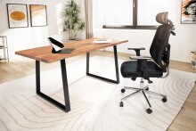 Schreibtisch >WL7.261< in Akazie / schwarz - 120x60x76 (LxBxH)