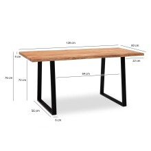 Schreibtisch >WL7.261< in Akazie / schwarz - 120x60x76 (LxBxH)