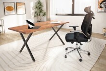 Schreibtisch >WL7.271< in Akazie / schwarz - 120x60x76 (LxBxH)