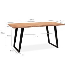 Schreibtisch >WL7.276< in Akazie / schwarz - 120x60x76 (LxBxH)