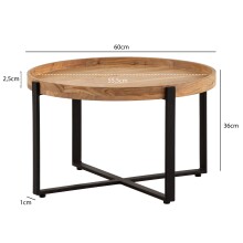 Couchtisch >WL7.311< in Akazie, Massivholz & Metall - 35x60cm (HxD)